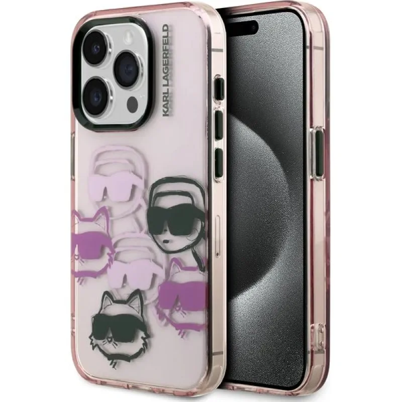 Karl Lagerfeld IML Multi K&CH Heads kryt iPhone 15 Pro Max ružový…