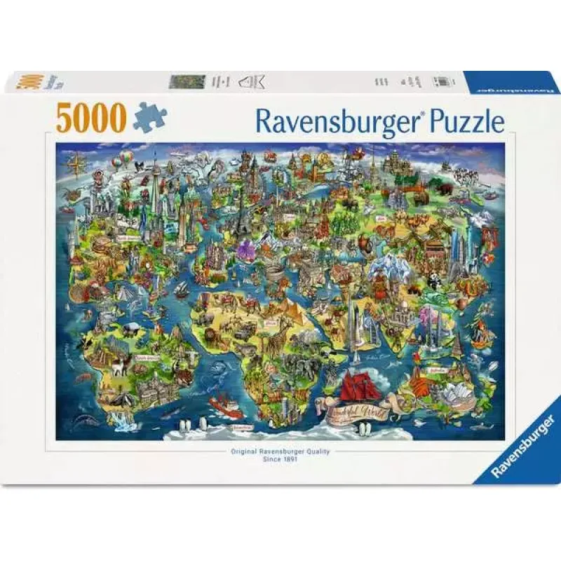 Puzzle Ravensburger 5000 dielikov Svet na mape
