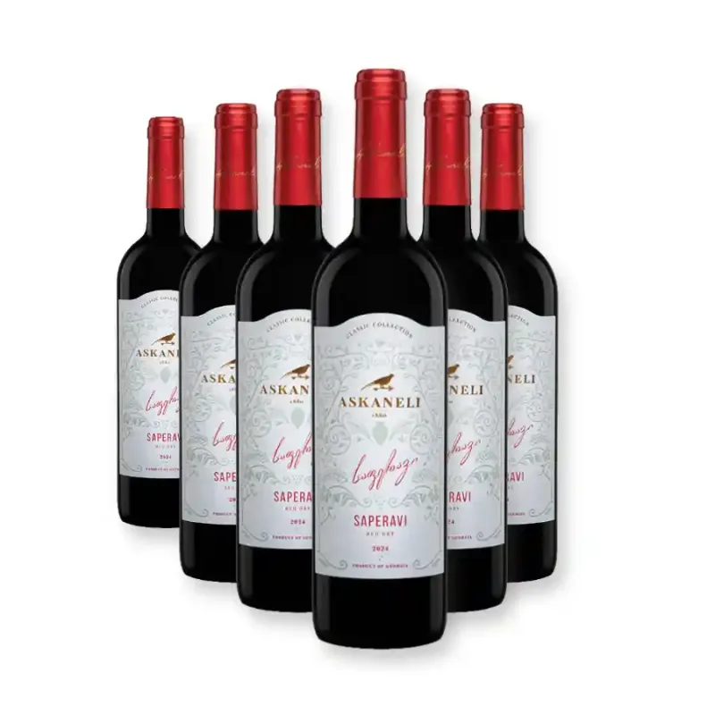 Askaneli Brothers 6x Askaneli SAPERAVI červené suché víno 12% obj. (holá lahev) degustační sada po 750 ml.