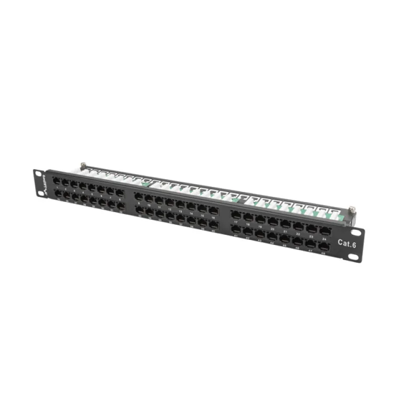 LANBERG PATCH PANEL 48 PORTŮ 1U 19" CAT.6 UTP ČERNÝ PPU6-1048-B
