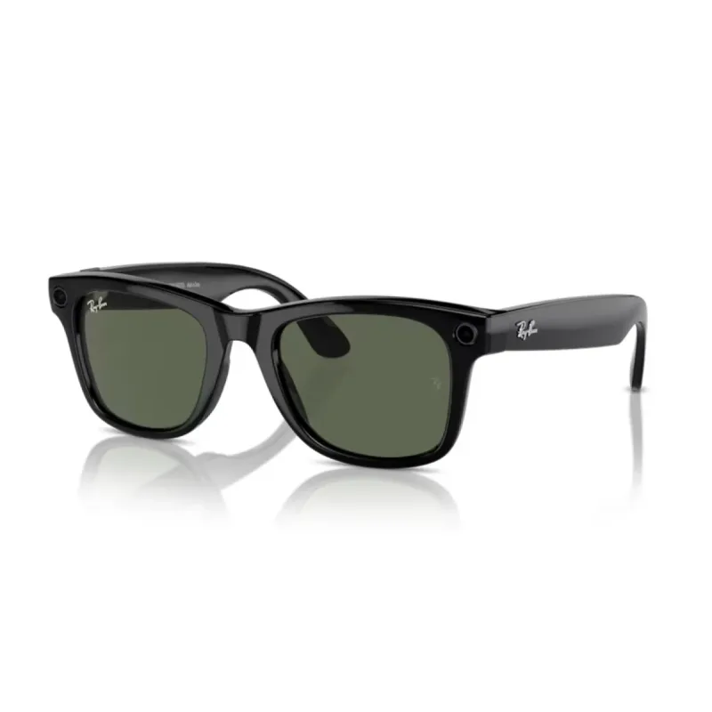 GOOGLE Meta Ray-Ban Gen1 Wayfarer, Shiny Black, G15 Green LARGE RW4008 601/7153