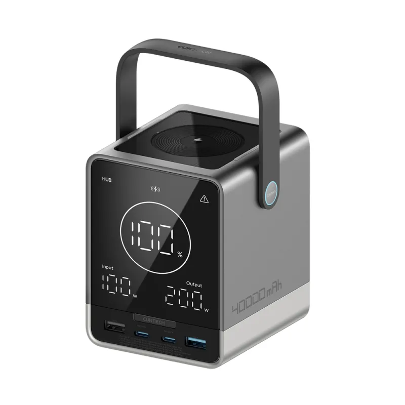 Cuktech Powerbank 300W 40000mAh s bezdrôtovým nabíjaním 2x USB-C + 2x USB-A - čierna