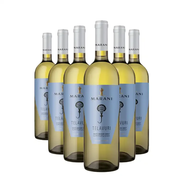 MARANI 6x Marani TELAVURI biele polosladké víno 11,5% obj. (holá lahev) degustační sada po 750 ml.