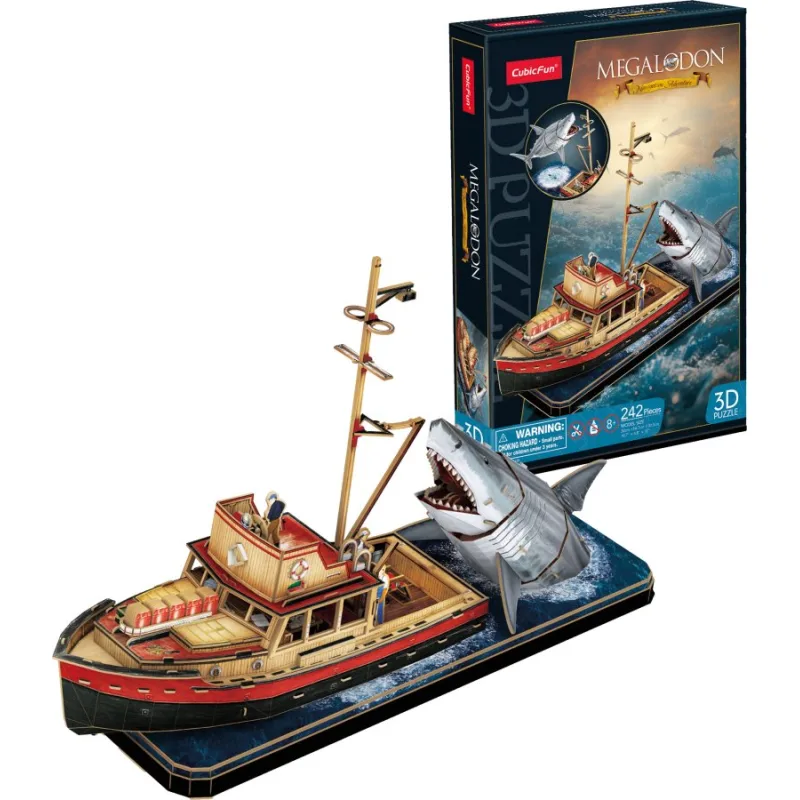 3D puzzle CubicFun Megalodon - Útok žraloka 242 dielikov