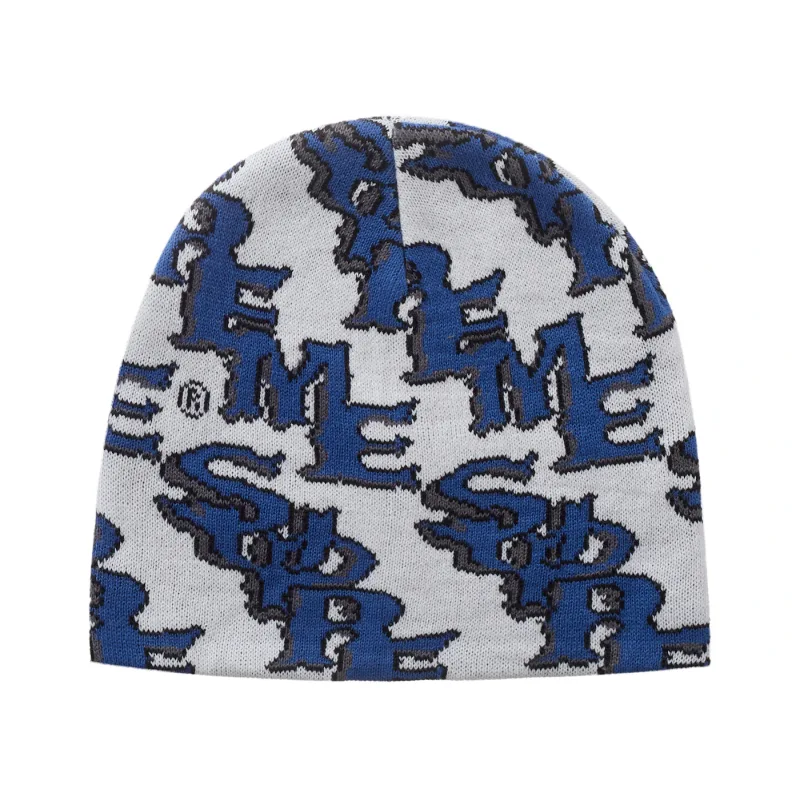 Supreme Slanted Gothic Outline Beanie White/Blue - OS