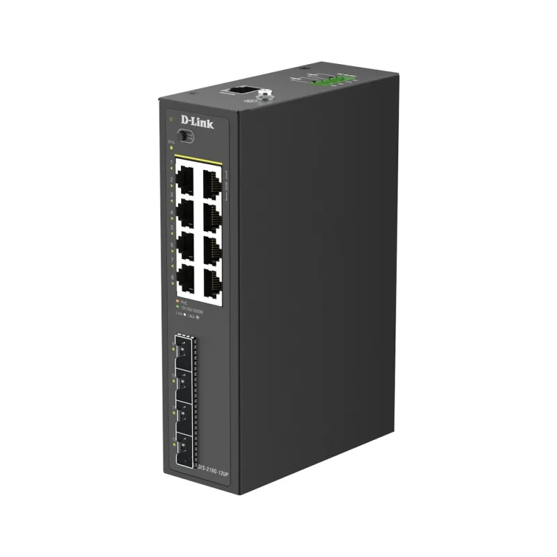 D-Link DIS-210G-12UP 12-Port Gigabit Industrial PoE++ Smart Managed Switch with 4 x SFP Ports DIS-210G-12UP