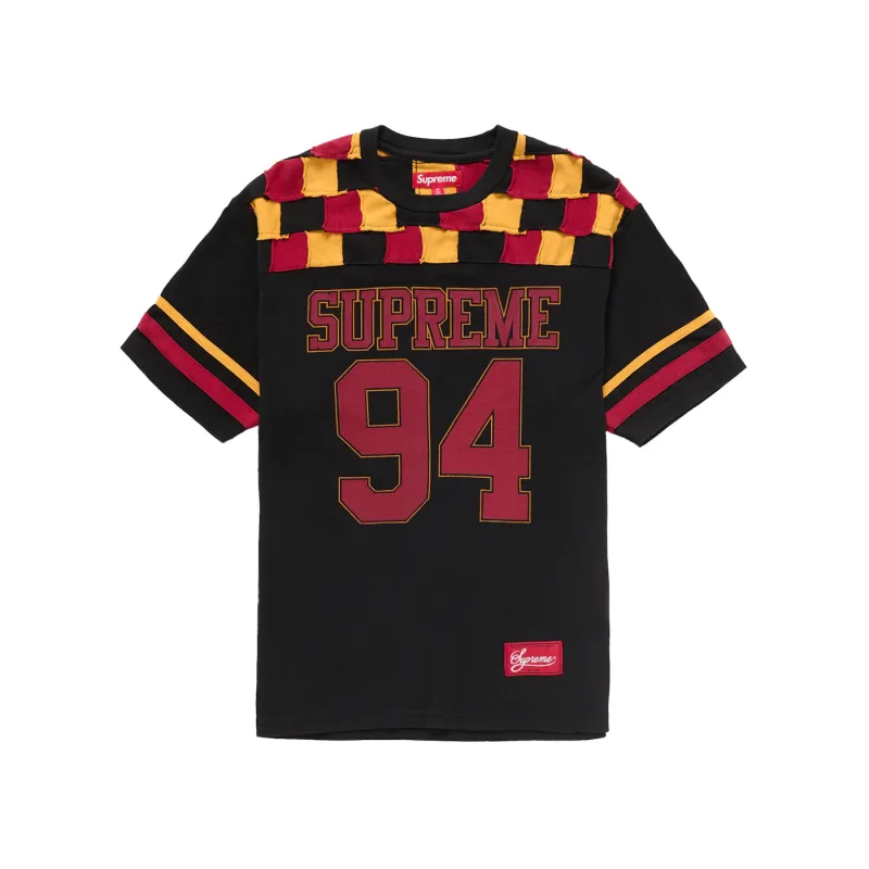 Supreme Patchwork Yoke Football Top Tee Black - M