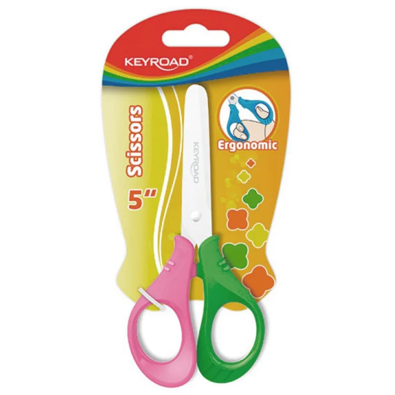 Školské nožnice KEYROAD ergonomické, blister, mix farieb
