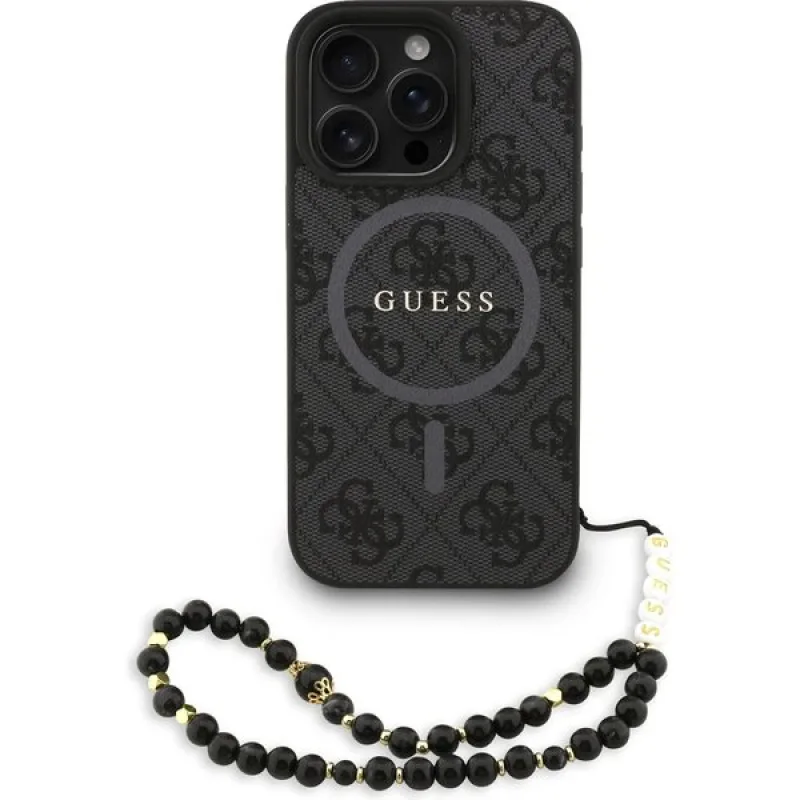 Guess PU Leather 4G Colored Ring Strap MagSafe kryt iPhone 16 Pro čierny…