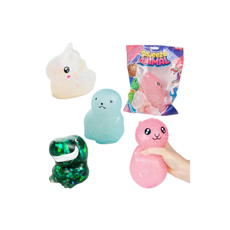 Teddies Zvieratko stláčacie antistresové silikónové 4 druhy v sáčku 20x27x4cm