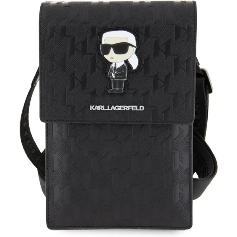 Karl Lagerfeld Saffiano Monogram Ikonik NFT Taška na Telefón čierna…