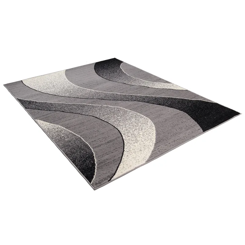 Chemex Moderný koberec Tap - vlnky 5 - sivý/biely Rozmer koberca: 60x100 cm