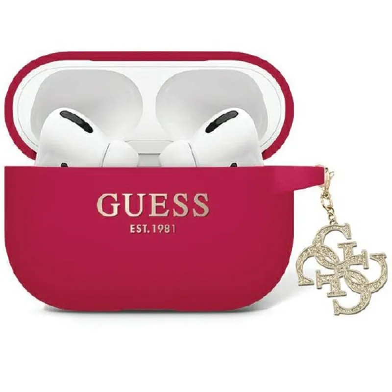 Guess GUAP2LECG4M puzdro pre AirPods Pro 2 kryt fialový/purpurový Liquid Silicone Glitter Triangle Charm