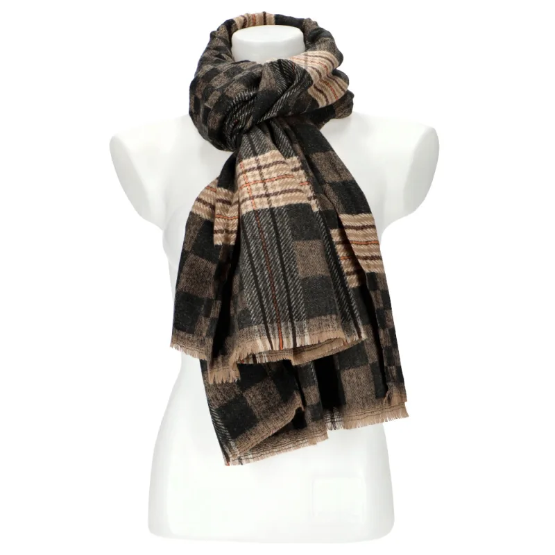 Cashmere Dámsky čierny teplý dlhý zimný šál 194x71 cm
