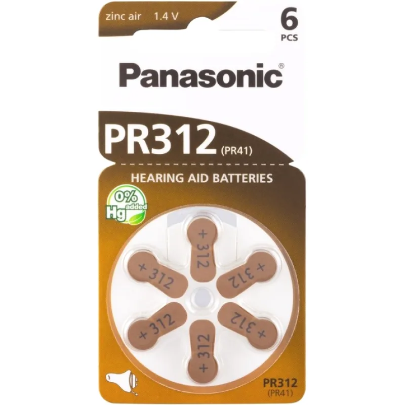 Panasonic baterie do naslouchadel 6ks PR312(41)/6LB