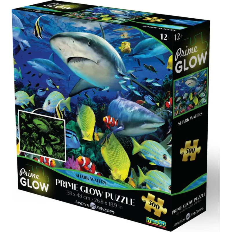 Prime3D Svítící puzzle s 3D efektem Prime 3D 500 dílků Žraločí vody