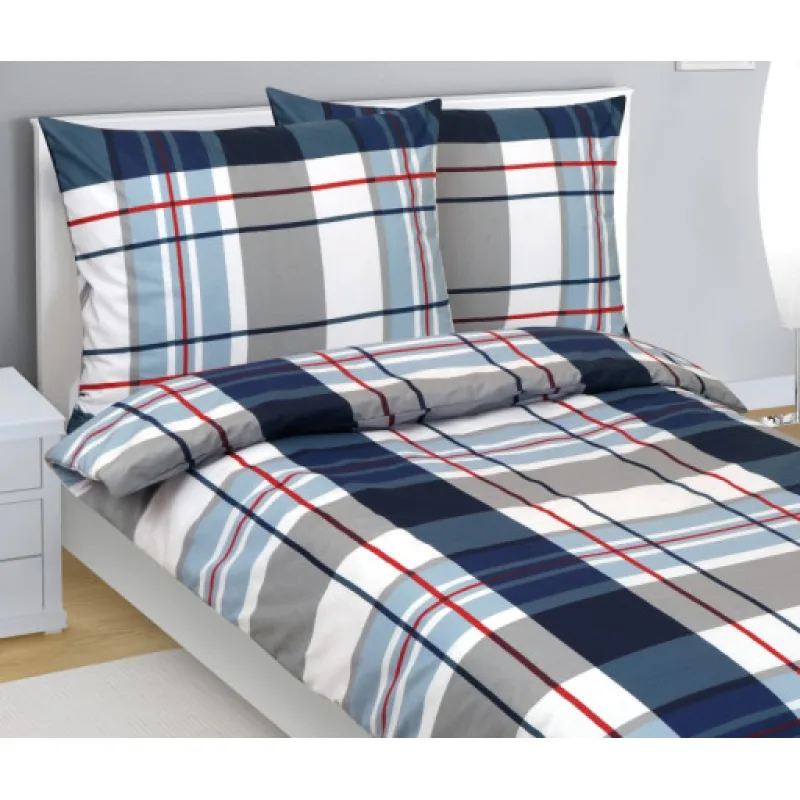 Bellatex Povlečení bavlna, Modré káro - 140x220, 70x90 cm
