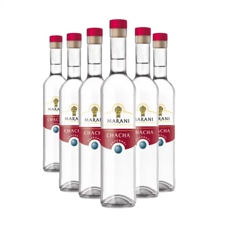 MARANI 6x Marani Gruzínska vodka ČAČA Saperavi 40% 40% obj. (holá lahev) degustační sada po 750 ml.