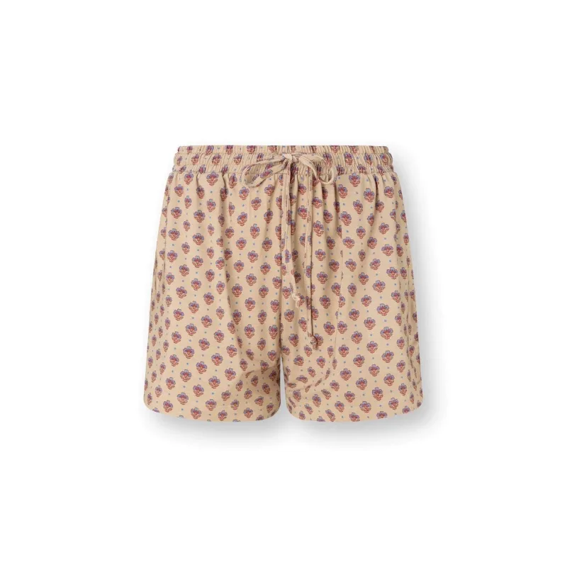 Pip Studio kraťasy Bob Jaipur Flower, khaki-modré