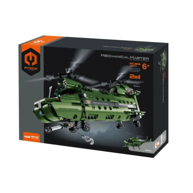 Stavebnice iM.MASTER 2v1 vrtulník s mechanickým pohonem, 393 dílků