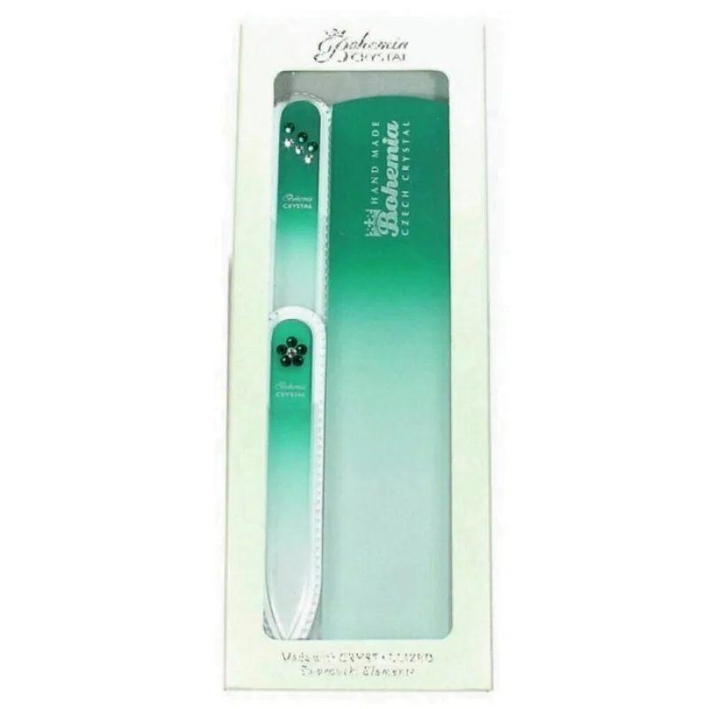 BOHEMIA CRYSTAL Darčekova sada skleněných pilníkov Swarovski - 90mm, 140mm a na päty - zelena