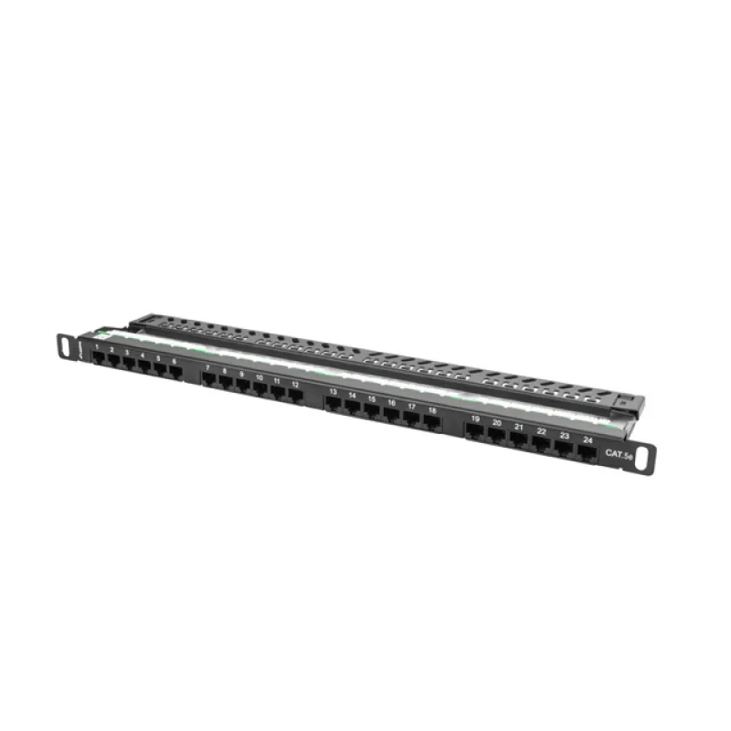 PATCH PANEL 24 PORTŮ 0,5U 19" CAT.5E UTP ČERNÝ LANBERG PPU5-0024-B