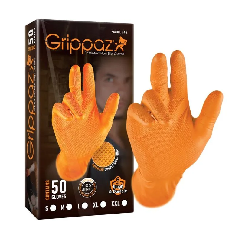 Grippaz 246 Protišmykové nitrilové rukavice oranžové veľkosť M/8 - 50ks