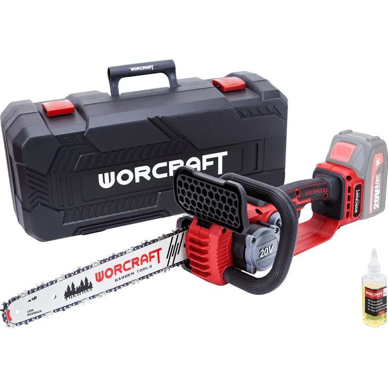 Píla Worcraft CGC-S20LiBD, bezuhlíková, reťazová, 20V Li-ion, 70 ml nádrž na olej, 12" reťaz
