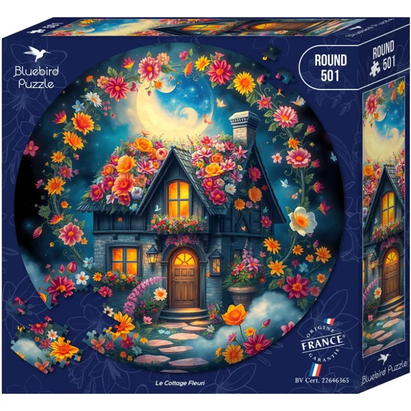 Kulaté puzzle Bluebird 501 dielikov Kvetinový domček
