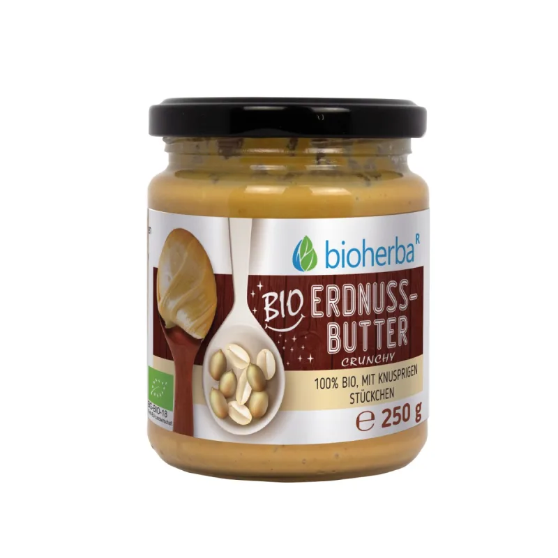 Bioherba 100 % bio arašidové maslo crunchy – 250 g –