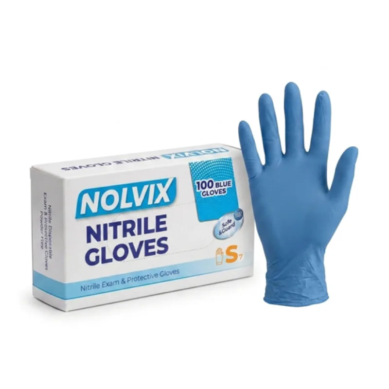 NOLVIX Nitrilové jednorazové rukavice modré S, 100 ks