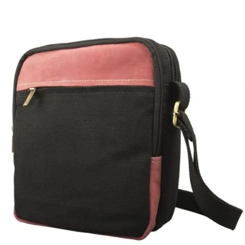 Pánska Kožená Crossbody taška IMPEX - čierna/červená 20x24x8cm