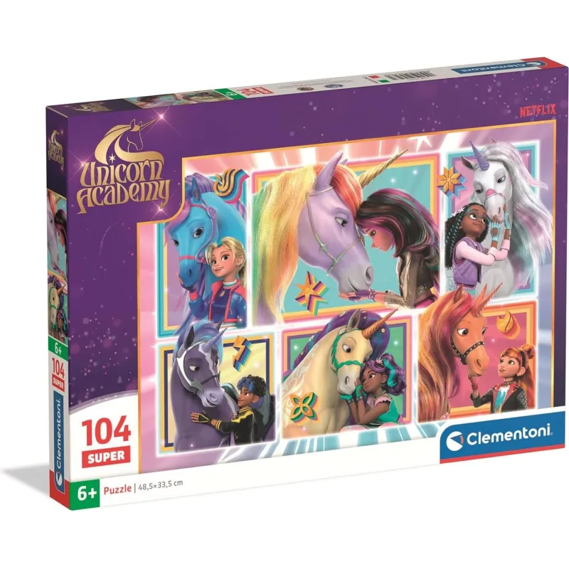 Detské puzzle Clementoni 104 dielikov SUPER Hrdinky z Jednorožčej akadémie