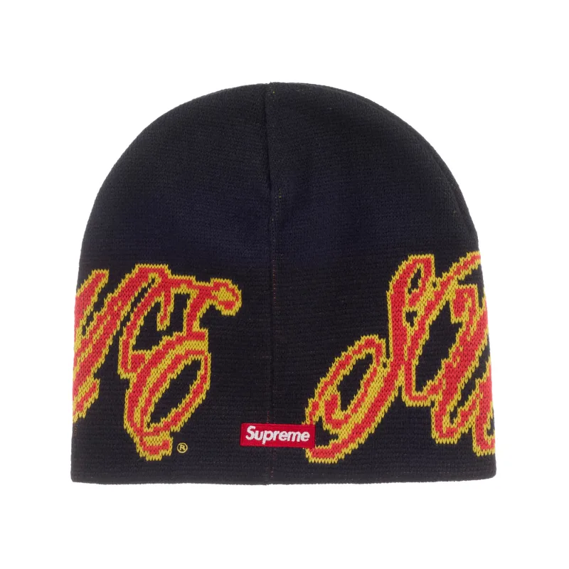 Supreme New Era Cursive Beanie Navy - OS