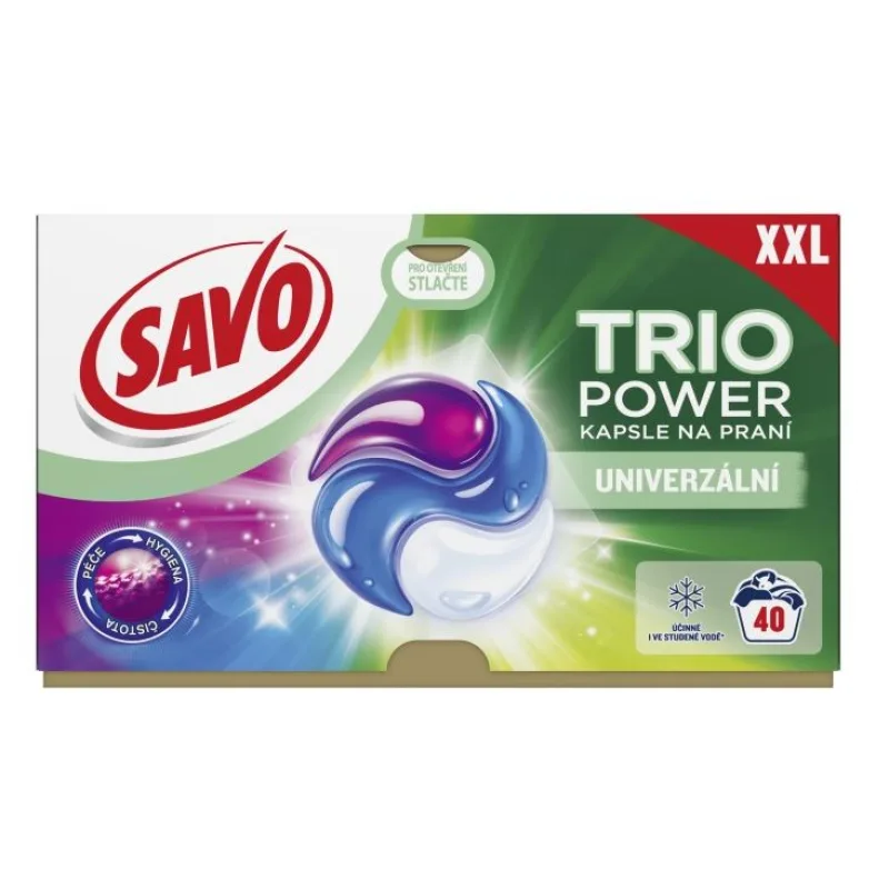 Savo Trio Power univerzálne gélové kapsuly na pranie XXL 40PD