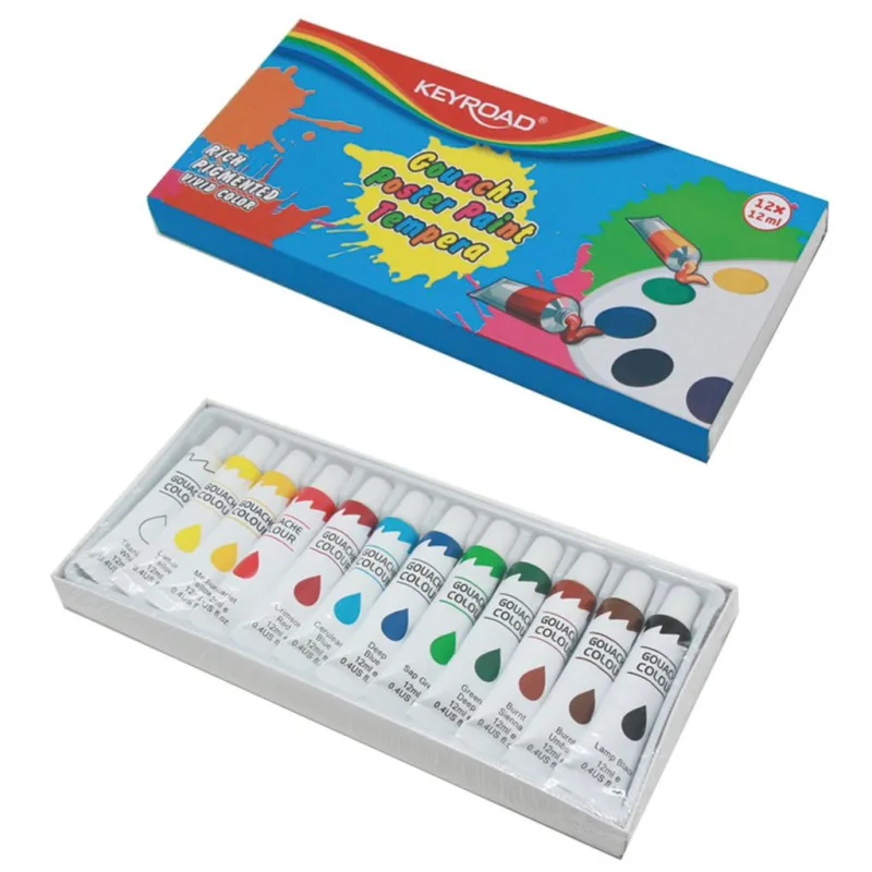 Temperové farby KEYROAD 12x12ml, mix farieb
