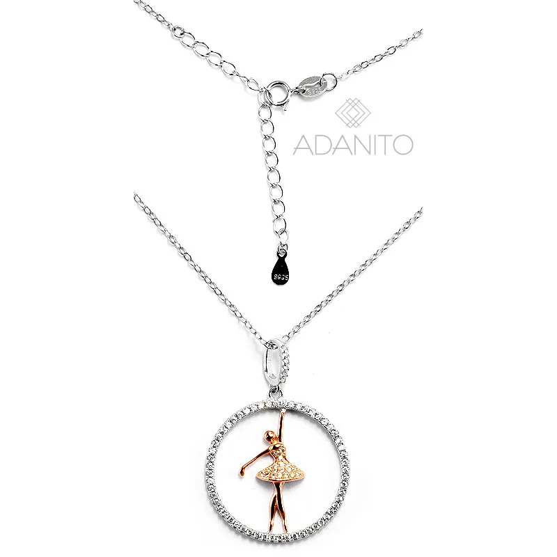 Strieborný rose gold náhrdelník baletka BENETO AGS1252