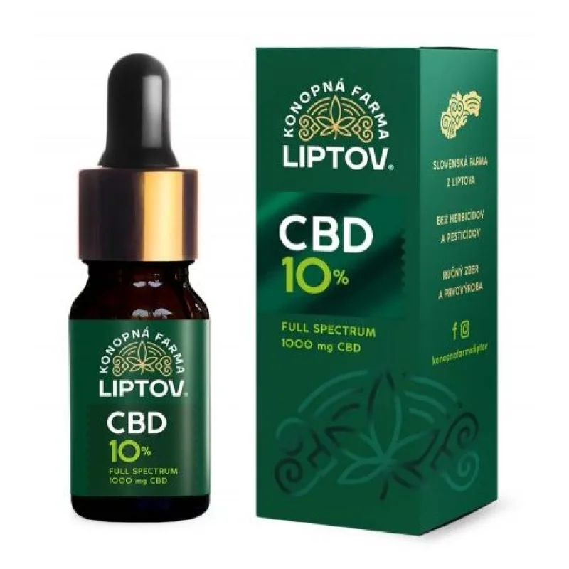 10% CBD konopný olej, Full Spectrum, 10 ml, Konopná farma Liptov