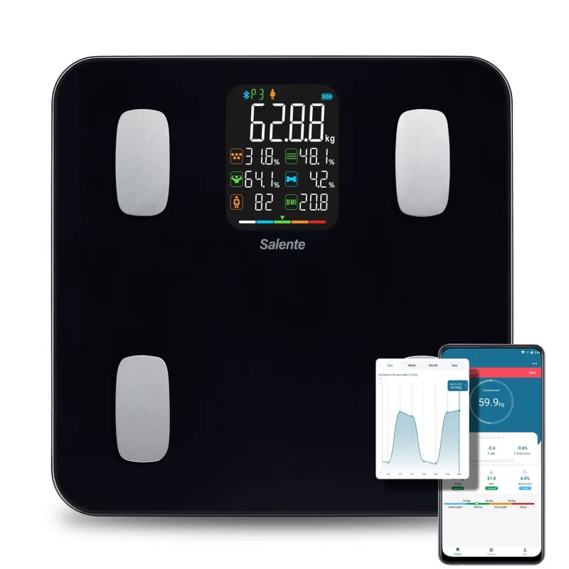 Salente MaxFit, chytrá osobní diagnostická fitness váha, Bluetooth, černá MAXFIT-BK