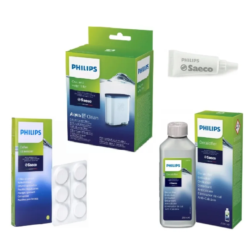 Servisná sada pre kávovary Philips / Saeco – AquaClean filter, odvápňovač, čistiace tablety, mazivo