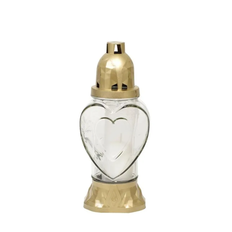Kahanec Heart, číre sklo, 28 h, 80 g, 25.5 cm, na hrob