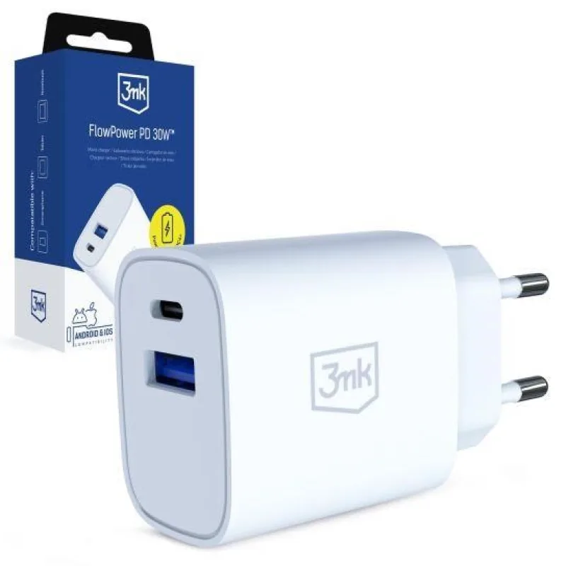3mk FlowPower 30W 1A1C PD 3, 0 QC4+ White 5903108750820