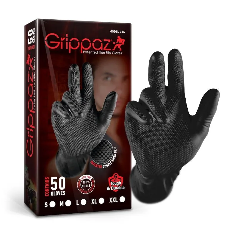 Grippaz 246A Protišmykové nitrilové rukavice čierne veľkosť M/8 - 50ks