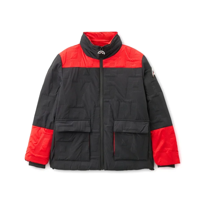 Sprayground Spray Down Quilted Color Block Jacket Black Red - XXL