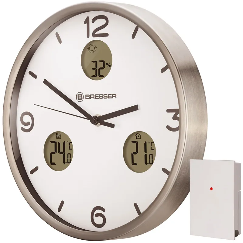Nástenné hodiny Bresser Optus MyTime Bresser MyTime io NX Thermo/Hygro Wall Clock 35cm, white