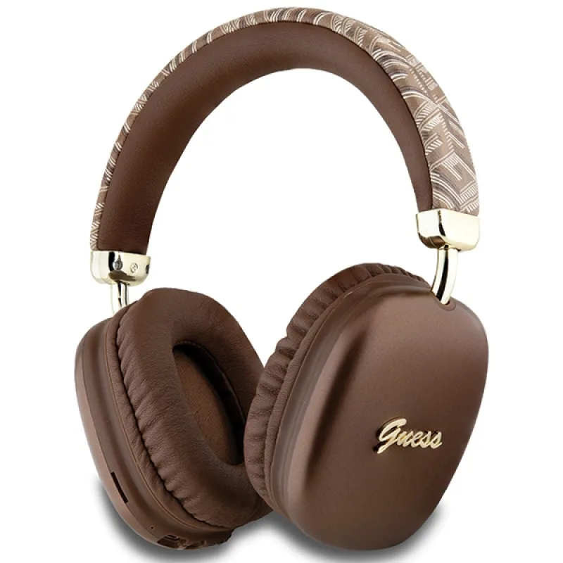 Bluetooth slúchadlá do uší Guess GCube Metallic Script Logo - hnedé