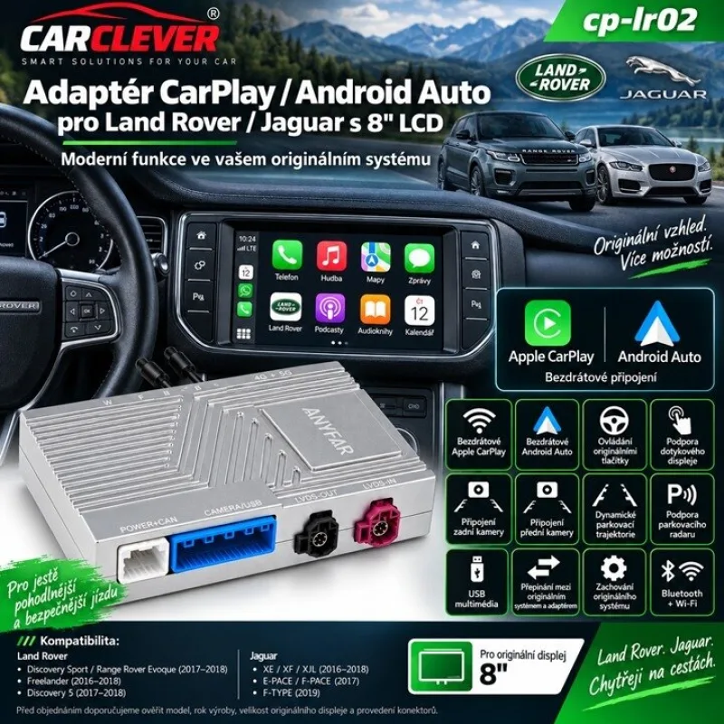 Adaptér CarPlay/Android Auto Land Rover/Jaguar s 8" LCD cp-lr02