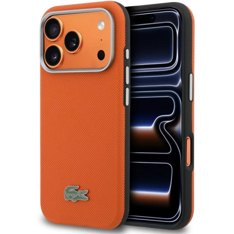 Lacoste PVC Petit Pique Semi Wrap MagSafe pre iPhone 17 Pro oranžový…