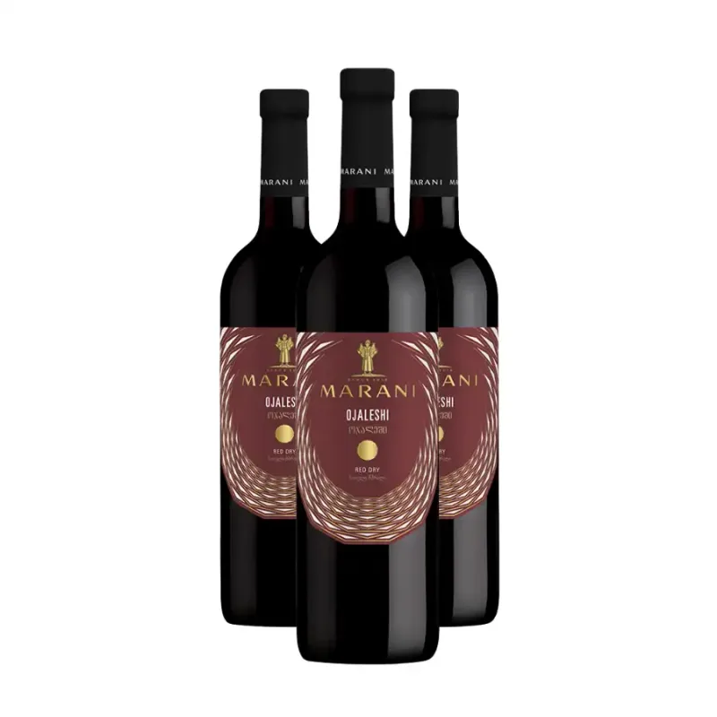 MARANI 3x Marani OJALESHI červené polosladké víno 11,5% obj. (holá lahev) degustační sada po 750 ml.