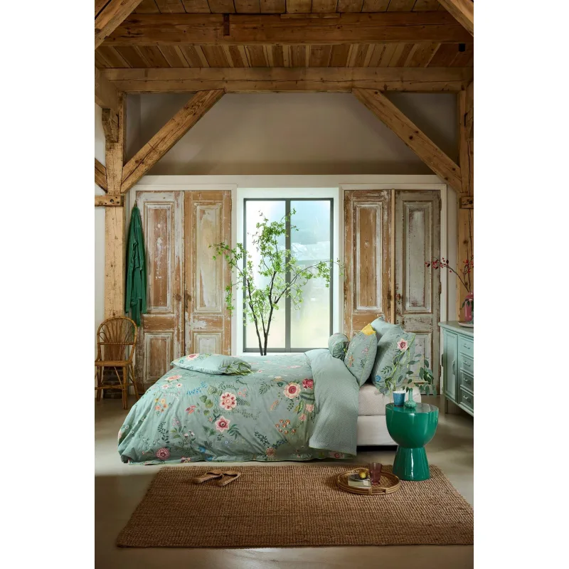 Pip Studio perkálové povlečení Everbloom Green - 140 x 200 + 70x90